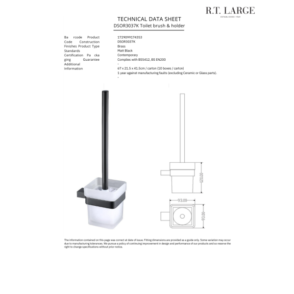 SORENTO Black Toilet Brush & Holder - Image 2