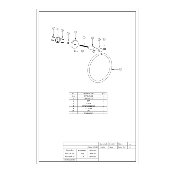 ERLA Brushed Brass Towel Ring - Image 3