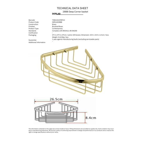 ERLA Brushed Brass Single Wire Basket - Image 2