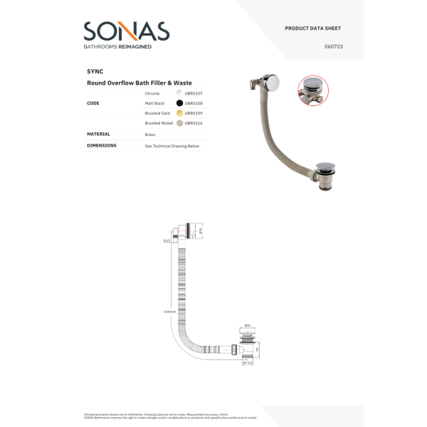 SYNC Round Overflow Bath Filler - Image 2