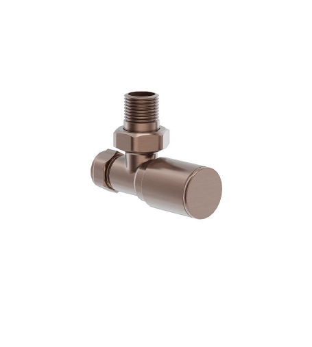 SONAS Round Head Angled Radiator Valve Brushed Bronze
